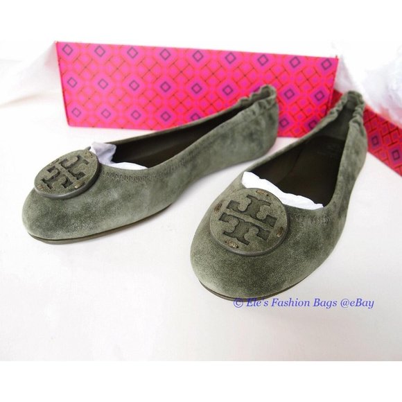 NIB Tory Burch Minnie Suede Leather Ballet Aneto Green US 6.5 7 7.5 8 8.5 9 9.5 - Picture 6 of 10